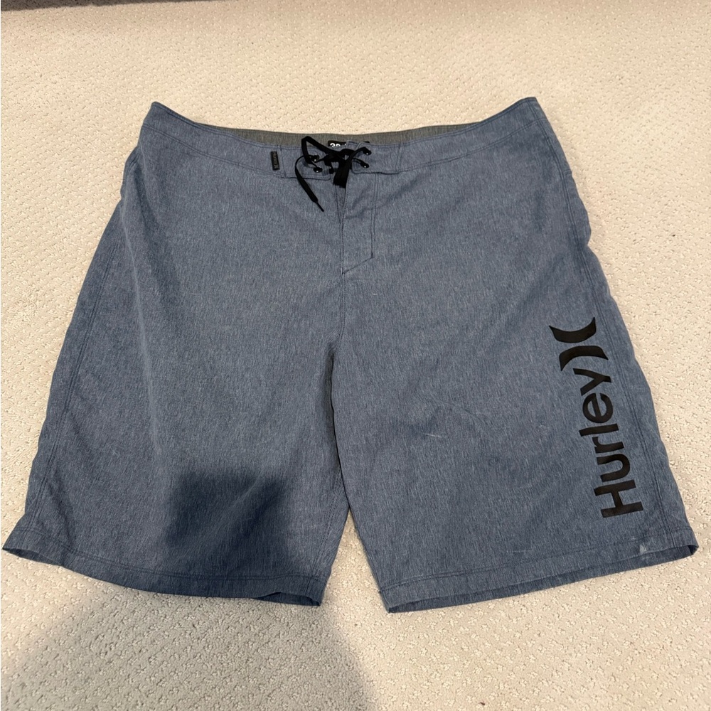 Hurley Men's Gray blue Board Shorts with Black Logo